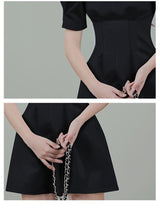 Elegant Black Square Neck Dress