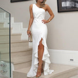 Slit Ruffled Dress