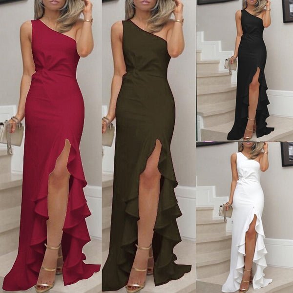 Slit Ruffled Dress